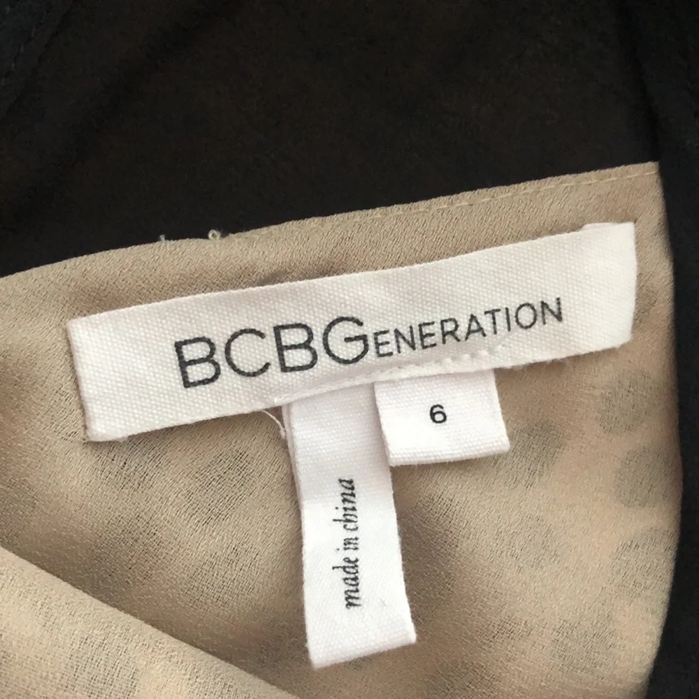 BCBGENERATION Black &‎ Cream Polka Dot Polyester Mini Dress Size 6 Feminine